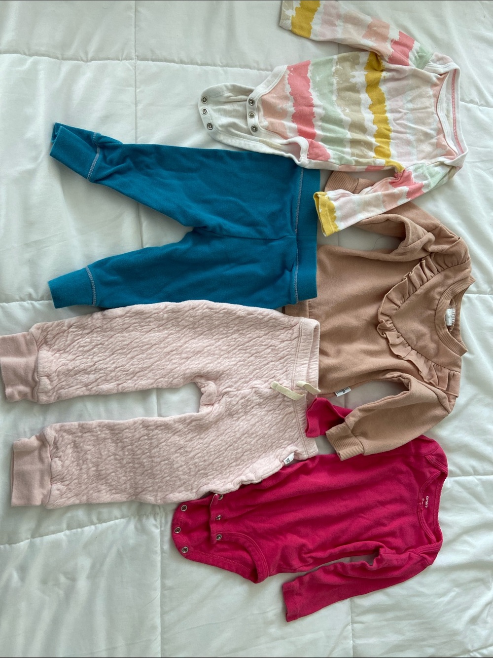 Baby Girls Mixed Outfit Bundle - Teal, Pink, Cream, Mauve, Fuchsia